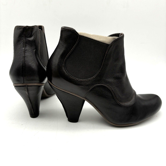 NEW Chocolate Negro Brown Genuine Leather Block Heel Chelsea Boot US8.5 EU39 - Picture 11 of 16